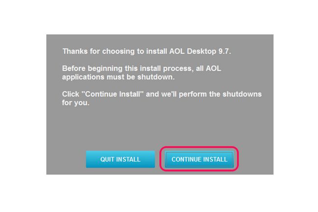 Boîte de dialogue vous avertissant que toutes les applications d'AOL seront fermées.