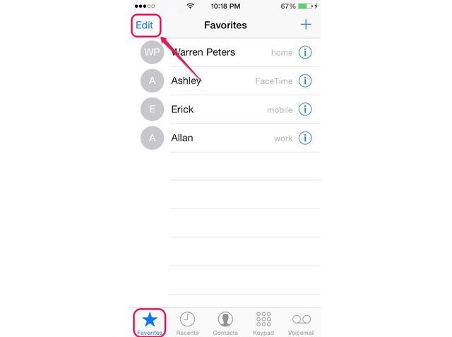 Appuyez sur un contact's Info icon to view the contact's details.