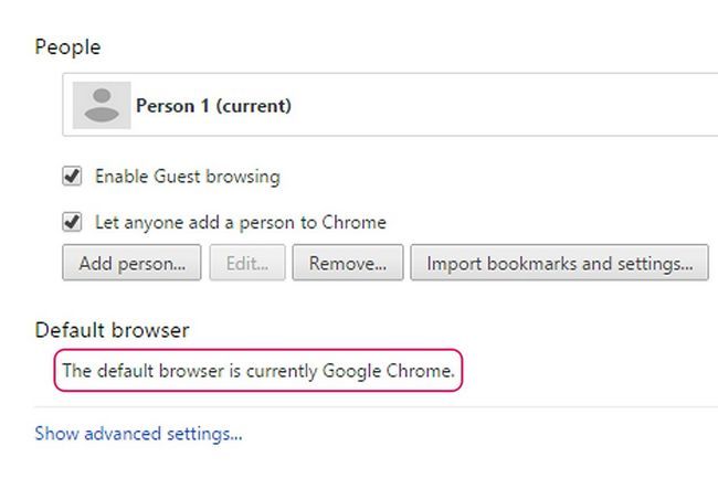 Le message confirmant que Chrome est le navigateur par défaut.