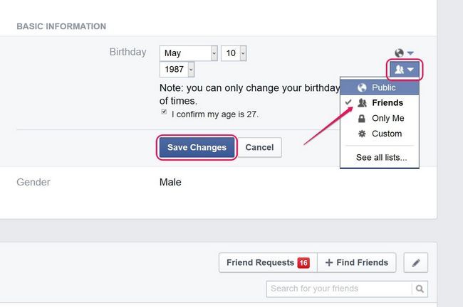 Enregistrez votre nouvel anniversaire Facebook.