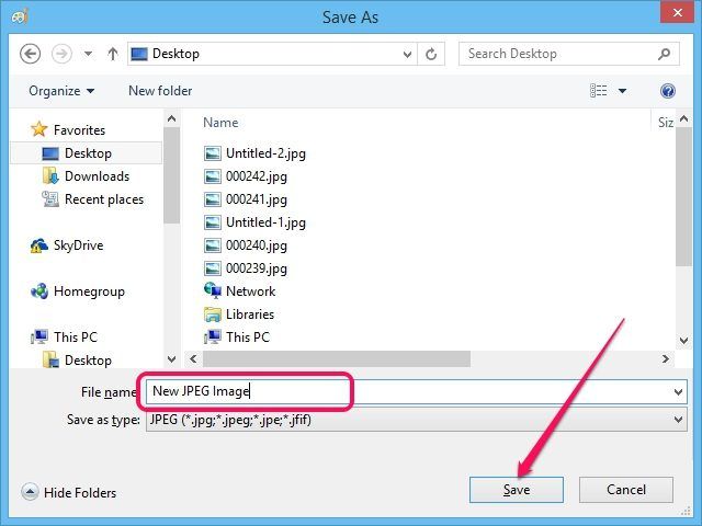 Pour changer le type de fichier, sélectionnez une option différente de la boîte Type de fichier.