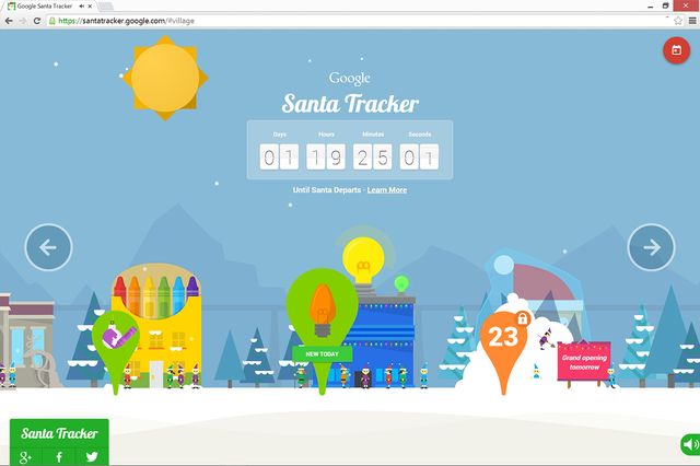 Google's Santa Tracker counts down to Christmas Eve.